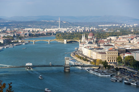 BUDAPEST, HUNGARY - 13 OCTOBER, 2019: View of the historical center of Budapest, capital of Hungaryのeditorial素材