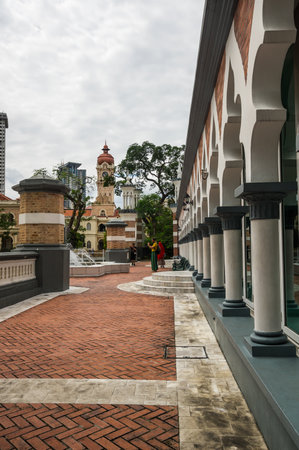 KUALA LUMPUR, MALAYSIA - FEBRUARY 01, 2020: Jamek Mosque, officially Sultan Abdul Samad Jamek Mosque is one of the oldest mosques in Kuala Lumpur, Malaysiaのeditorial素材