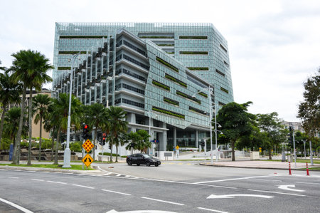 PUTRAJAYA, MALAYSIA - FEBRUARY 02, 2020: Street of Putrajaya, a planned capital city which functions as the administrative capital and the judicial capital of Malaysiaのeditorial素材