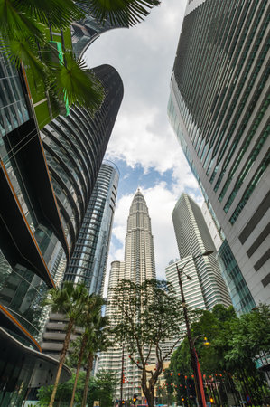 KUALA LUMPUR, MALAYSIA - FEBRUARY 03, 2020: View of the street in the center of Kuala Lumpur, the capital city of Malaysiaのeditorial素材