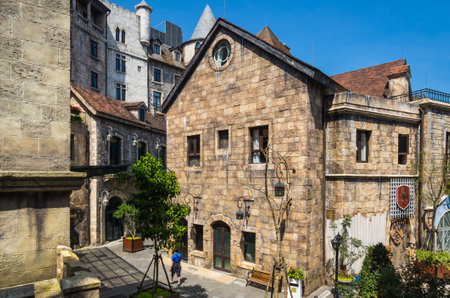 BA NA HILLS, VIETNAM - FEBRUARY 14, 2020: View of Ba Na Hills, a resort located in the Truong Son Mountains west of the city of Da Nang, in central Vietnamのeditorial素材