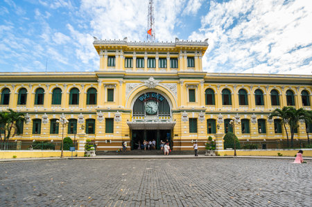 HO CHI MINH, VIETNAM - 18 FEBRUARY, 2020: The historic building of post office, Ho Chi Minh City, Vietnamのeditorial素材