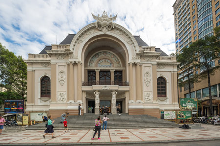 HO CHI MINH, VIETNAM - 18 FEBRUARY, 2020: The historic Saigon Opera House in Dong Khoi Street, Ho Chi Minh City, Vietnamのeditorial素材