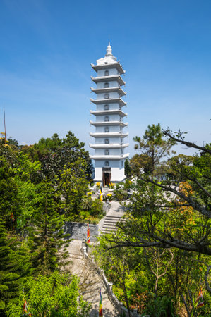 Temple in Ba Na Hills, a resort located in the Truong Son Mountains west of the city of Da Nang, in central Vietnamの写真素材