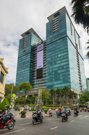 HO CHI MINH, VIETNAM - FEBRUARY 18, 2020: Street of Ho Chi Minh City, formerly (and still commonly) known as Saigon, the largest city in Vietnamのeditorial素材