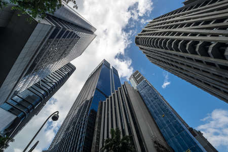 Panoramic view of modern buildings in the Central Area in Singaporeの写真素材