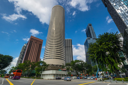 SINGAPORE - 20 FEBRUARY, 2020: Panoramic view of modern buildings in the Central Area in Singapore