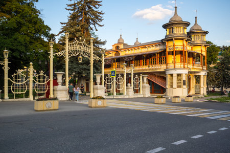 PYATIGORSK, RUSSIA - JULY 11, 2020: View of the street in Pyatigorsk, a spa city in Stavropol Krai, in the North Caucasus region of Russiaのeditorial素材