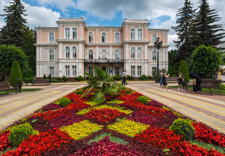 KISLOVODSK, RUSSIA - JULY 09, 2020: View of the street in Kislovodsk, a spa city in Stavropol Krai, in the North Caucasus region of Russiaのeditorial素材