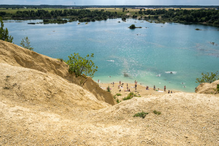 Panoramic view of Bornitskiy sandpit in Leningrad region, Russiaの写真素材