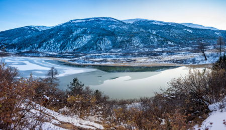 View of dead lake on Ulagan Highlands in Altay mountains, Siberia, Russiaの写真素材