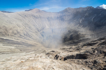 Crater of Mount Bromo, an active volcano in Bromo Tengger Semeru National Park, East Java, Indonesiaの写真素材