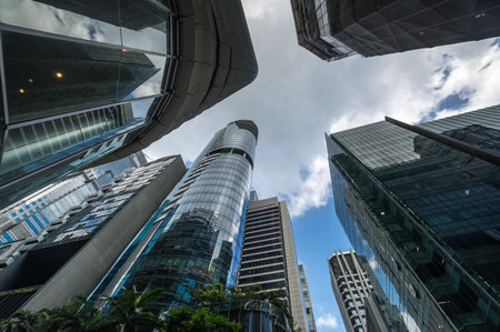 SINGAPORE - 20 FEBRUARY, 2020: Panoramic view of modern buildings in the Central Area in Singaporeのeditorial素材