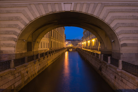View of the Winter canal in historical center of Saint Petersburg, Russiaの写真素材