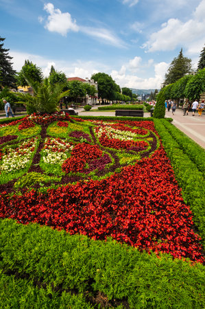 KISLOVODSK, RUSSIA - JULY 09, 2020: View of the street in Kislovodsk, a spa city in Stavropol Krai, in the North Caucasus region of Russiaのeditorial素材