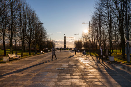 SAINT-PETERSBURG, RUSSIA - NOVEMBER 20, 2020: Park of Saint-Petersburg 300 anniversary, located on the shore of the Gulf of Finland in the North-West of the city, Saint-Petersburg, Russiaのeditorial素材