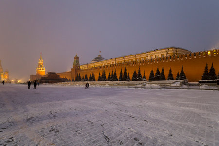View of Kremlin on Red Square in Moscow, capital of Russiaのeditorial素材