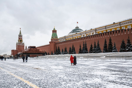 View of Kremlin on Red Square in Moscow, capital of Russiaのeditorial素材