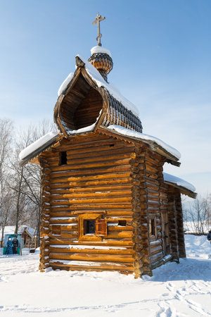 Wooden church in Taltsy Architectural-Ethnographic Museum, Irkutsk region, Siberia, Russiaのeditorial素材