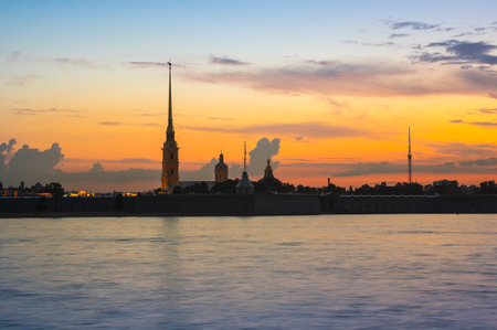 The Peter and Paul fortress at white nights, Saint Petersburg, Russiaのeditorial素材