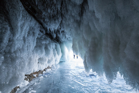 Ice cave on island Olkhon at Baikal Lake, Siberia, Russiaの写真素材