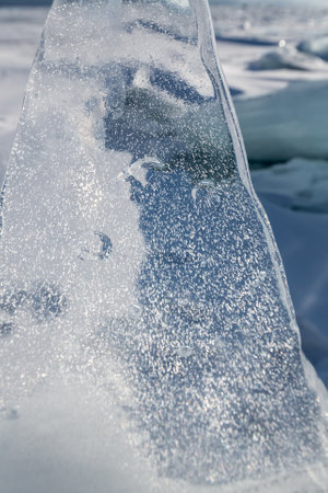 Hummocks on Lake Baikal, the deepest and largest freshwater lake by volume in the world, located in southern Siberia, Russiaの写真素材