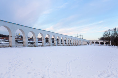 View of Yaroslav's Court in the city of Novgorod the Great, Russiaの写真素材