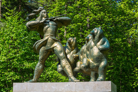 Statue in Naerton park in Vladikavkaz, the capital city of North Ossetia-Alania, Russiaのeditorial素材
