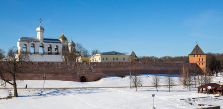 Panoramic view of Kremlin, Novgorod The Great, Russiaのeditorial素材