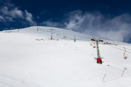 Cable car on the mount Cheget in the Caucasus, Kabardino-Balkaria, Russiaの写真素材