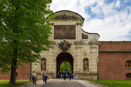 SAINT-PETERSBURG, RUSSIA - MAY 24, 2021: The gate of the Peter and Paul fortress in Saint...