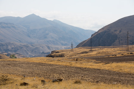 View of the mountains in the autumn, Armeniaの写真素材