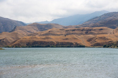 View of the mountain lake in the autumn, Armeniaの写真素材