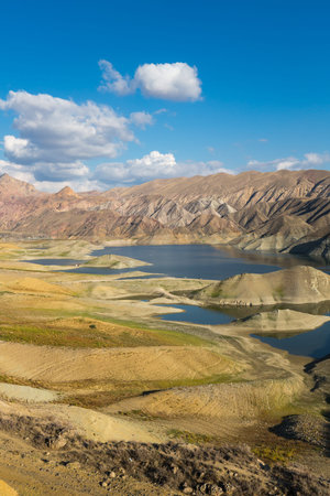 Panoramic view of the Azat reservoir in the Ararat region, Armenia