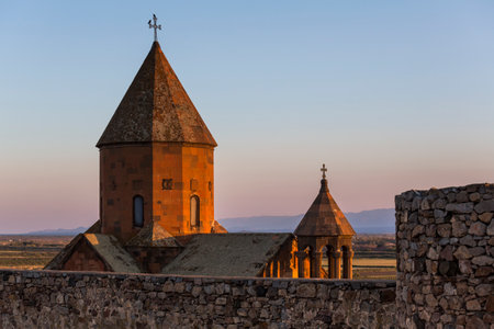 Khor Virap monastery in Armenia, an Armenian monastery located in the Ararat plain, near the border with Turkeyの写真素材