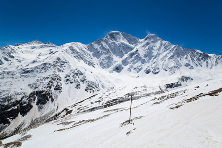 View of the glacier Seven from the Mount Cheget, Kabardino-Balkaria, Russia