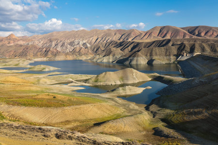 Panoramic view of the Azat reservoir in the Ararat region, Armenia