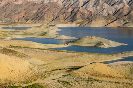 Panoramic view of the Azat reservoir in the Ararat region, Armenia