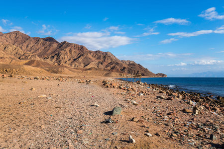 View of desert mountain landscape near Sharm El Sheikh resort, Egypt
