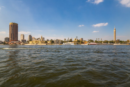CAIRO, EGYPT - JANUARY 18, 2022: View of the Nile in Cairo, capital of Egyptのeditorial素材