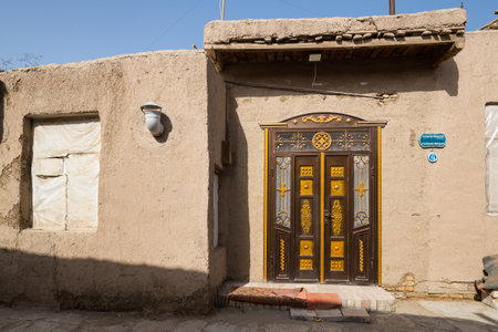 Old house in Itchan Kala, the walled inner town of the city of Khiva, Uzbekistanの写真素材