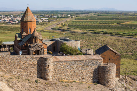 Khor Virap monastery in Armenia, an Armenian monastery located in the Ararat plain, near the border...