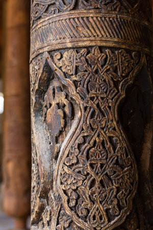 Wooden columns in Juma Mosque, Khiva, Uzbekistan
