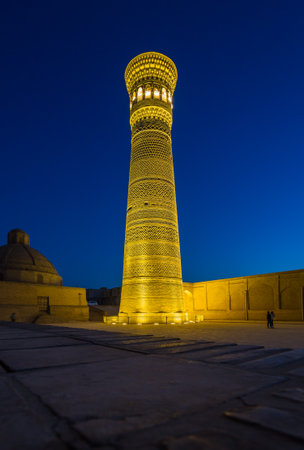 The Po-i-Kalyan Complex in Bukhara, Uzbekistan. Bukhara is a popular tourist attraction of Central Asiaの写真素材