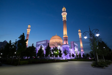Mosque in Shali, Chechen Republic, Russia. The largest mosque in Europeの写真素材