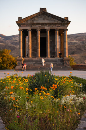 View of Garni Temple, it is the only pagan temple in Armenia, was built in the first century AD by the Armenian king Trdatの写真素材