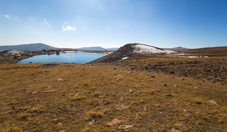 View of Kari lake on the slope of Mount Aragats, Armenia