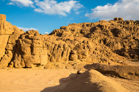 View of desert mountain landscape near Sharm El Sheikh resort, Egyptの写真素材