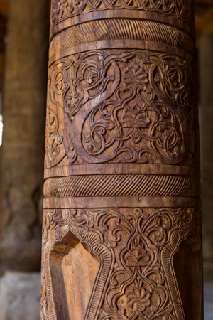 Wooden columns in Juma Mosque, Khiva, Uzbekistanの写真素材