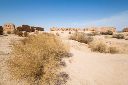 The Kyzyl-Kala fortress ("Red fortress") of Ancient Khorezm (modern Karakalpakstan), Uzbekistanの写真素材